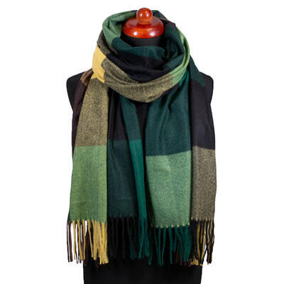 Blanket scarf - green and brown - 1