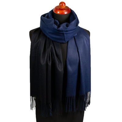 Blanket double-sided scarf - blue and black - 1