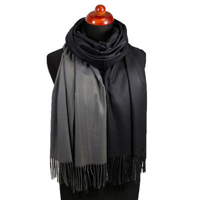 Blanket double-sided scarf - black and grey - 1