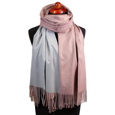 Blanket double-sided scarf - grey and pink - 1