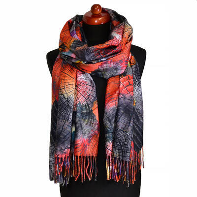 Blanket scarf bilateral - grey and orange/multicolor - 1