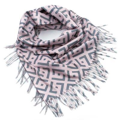 Blanket square scarf - pink and grey