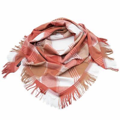 Blanket square scarf - orange and white