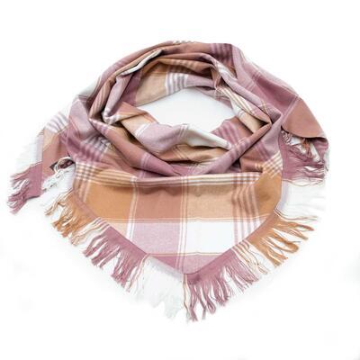 Blanket square scarf - pink and brown