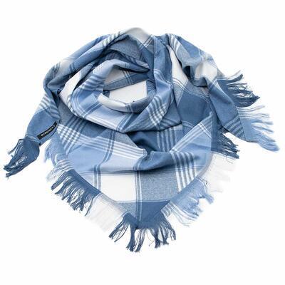 Blanket square scarf - blue and white
