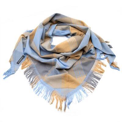 Blanket square scarf - blue and brown