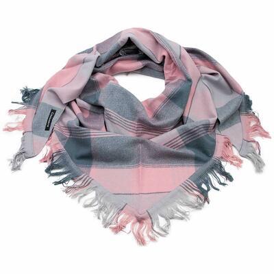 Blanket square scarf - grey and pink
