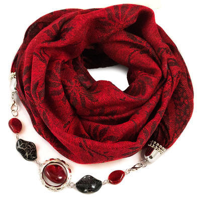 Warm jewelry scarf - red