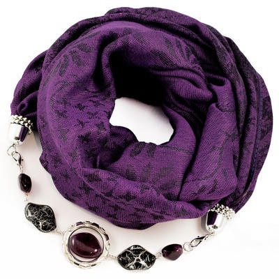 Warm jewelry scarf - violet
