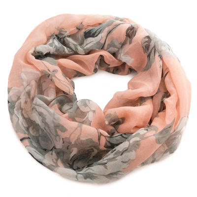 Infinity scarf - apricot and grey - 1