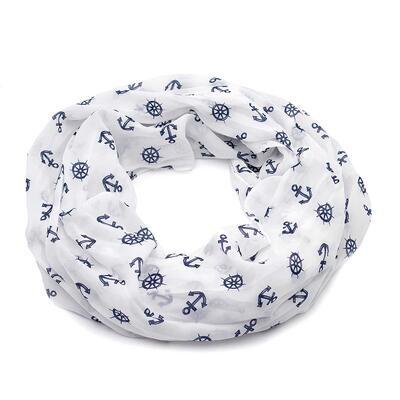 Summer snood - blue and white with abstract pattern - 1
