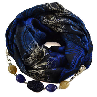Warm bijoux scarf - blue and black
