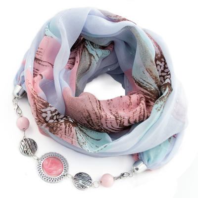 Cotton jewelry scarf - blue and white