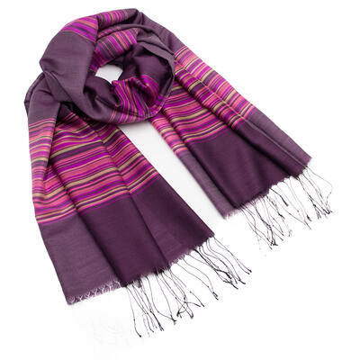Classic cotton scarf - violet stripes - 1
