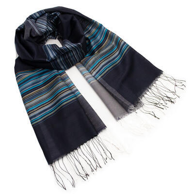 Classic cotton scarf - blue stripes - 1
