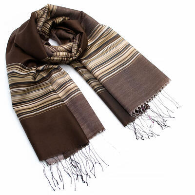 Classic cotton scarf - brown stripes - 1
