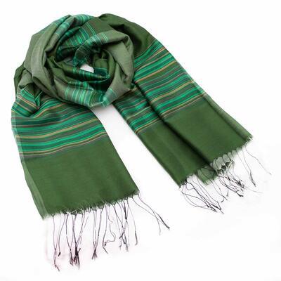 Classic scarf - green stripes - 1