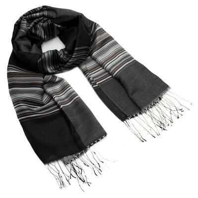 Classic cotton scarf - black stripes - 1