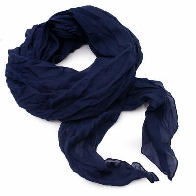 Classic women's cotton scarf - dark blue