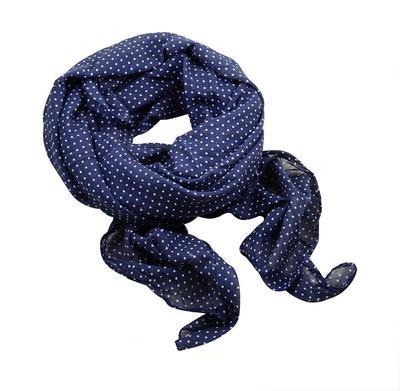 Classic women's cotton scarf - blue polka dot