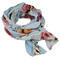 Classic women's cotton scarf - blue with flowers - 1/2
