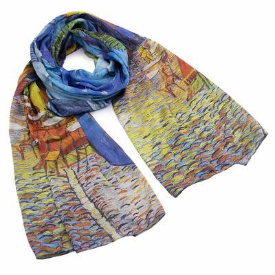 Classic women's scarf - multicolor with print - 1