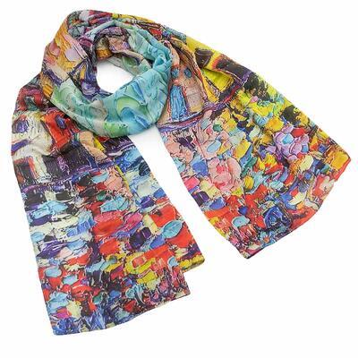 Classic women's scarf - multicolor with print - 1