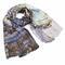 Classic women's scarf - gren and white with print - 1/2