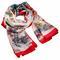Classic women's cotton scarf - grey with flowers - 1/2