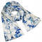 Classic women's scarf - white and blue with floral print - 1/3