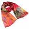 Classic women's scarf - red and orange with floral print - 1/3