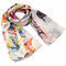 Classic women's scarf - beige with floral print - 1/3