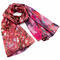 Classic women's scarf - red and pink with floral print - 1/3