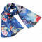 Classic women's scarf - blue with floral print - 1/3