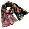 Classic women's scarf - grey and brown with floral print - 1/3