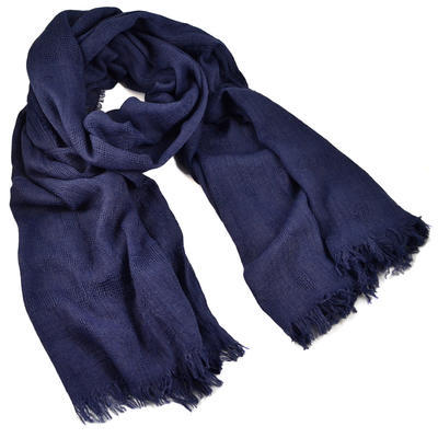 Classic women's scarf - solid blue - 1