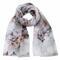 Classic women's scarf - white  and beige with print - 1/2