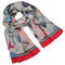 Classic women's scarf - beige and red - 1/2