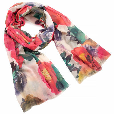 Classic women's scarf - red and white - 1