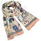 Classic women's scarf - pink with flowers - 1/2