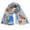 Classic women's scarf - white and blue with print - 1/2