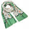 Classic women's scarf - green and white with flowers - 1/2