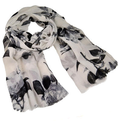 Classic women's scarf - black and white - 1