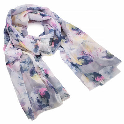 Classic women's scarf - white and grey - 1