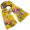 Classic women's scarf - yellow with floral print - 1/2