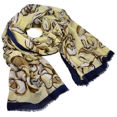 Classic women's scarf - yellow and blue - 1