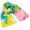Classic women's scarf - yellow and green with flowers - 1/2
