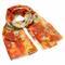Classic women's scarf - orange with flowers - 1/2
