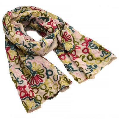 Classic women's scarf - grey and pink