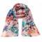 Classic women's scarf - pink with blue print - 1/2